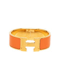 Hermes Clic Clac PM Bracelet Bangle Gold Orange Plated Enamel