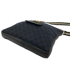 Gucci GG Logo Pattern Canvas Leather Shoulder Bag Tote Black Navy — view 8