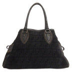Fendi Etnico Tote Shoulder Bag Zucca Pattern Black