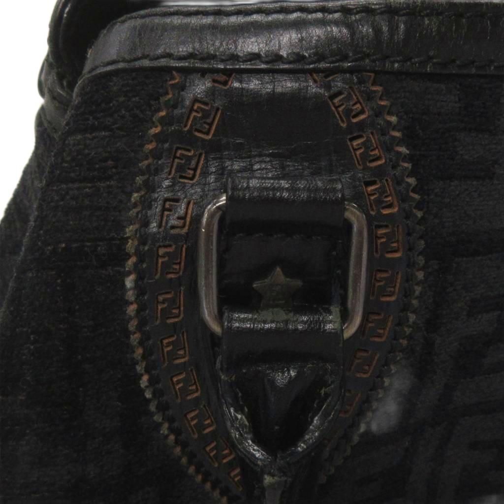 Fendi Etnico Tote Shoulder Bag Zucca Pattern Black — view 8
