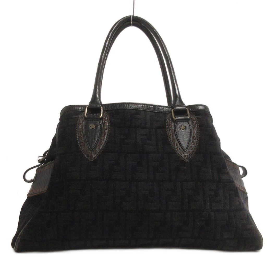 Fendi Etnico Tote Shoulder Bag Zucca Pattern Black — view 3