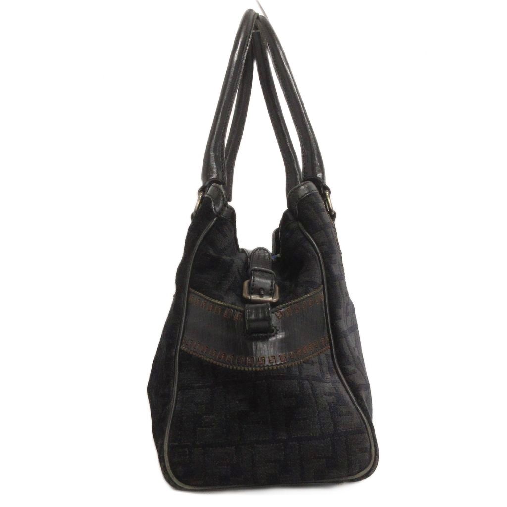 Fendi Etnico Tote Shoulder Bag Zucca Pattern Black — view 2