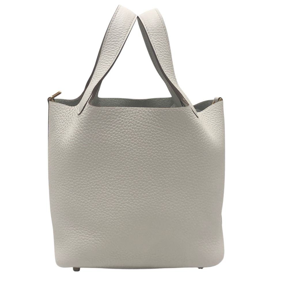 Hermes Handbag Picotin Lock PM 18 PM Taurillon Clemence White — view 4