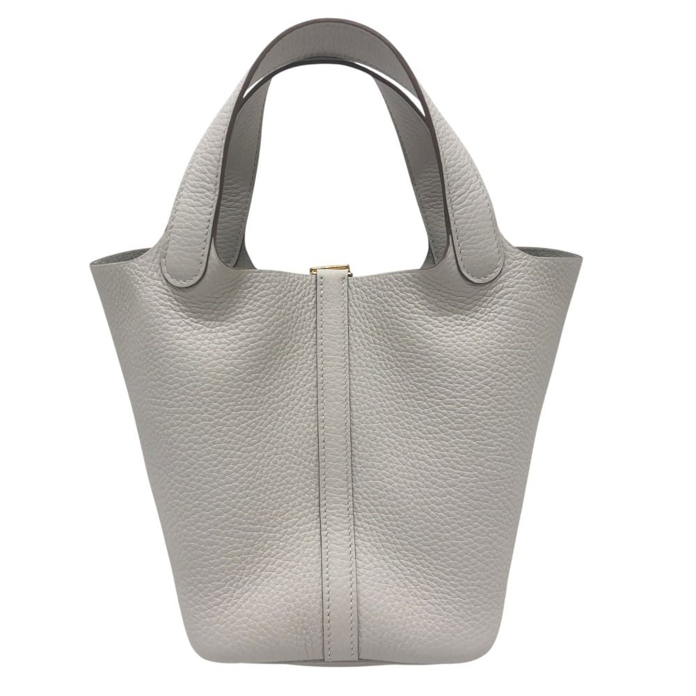 Hermes Handbag Picotin Lock PM 18 PM Taurillon Clemence White — view 2