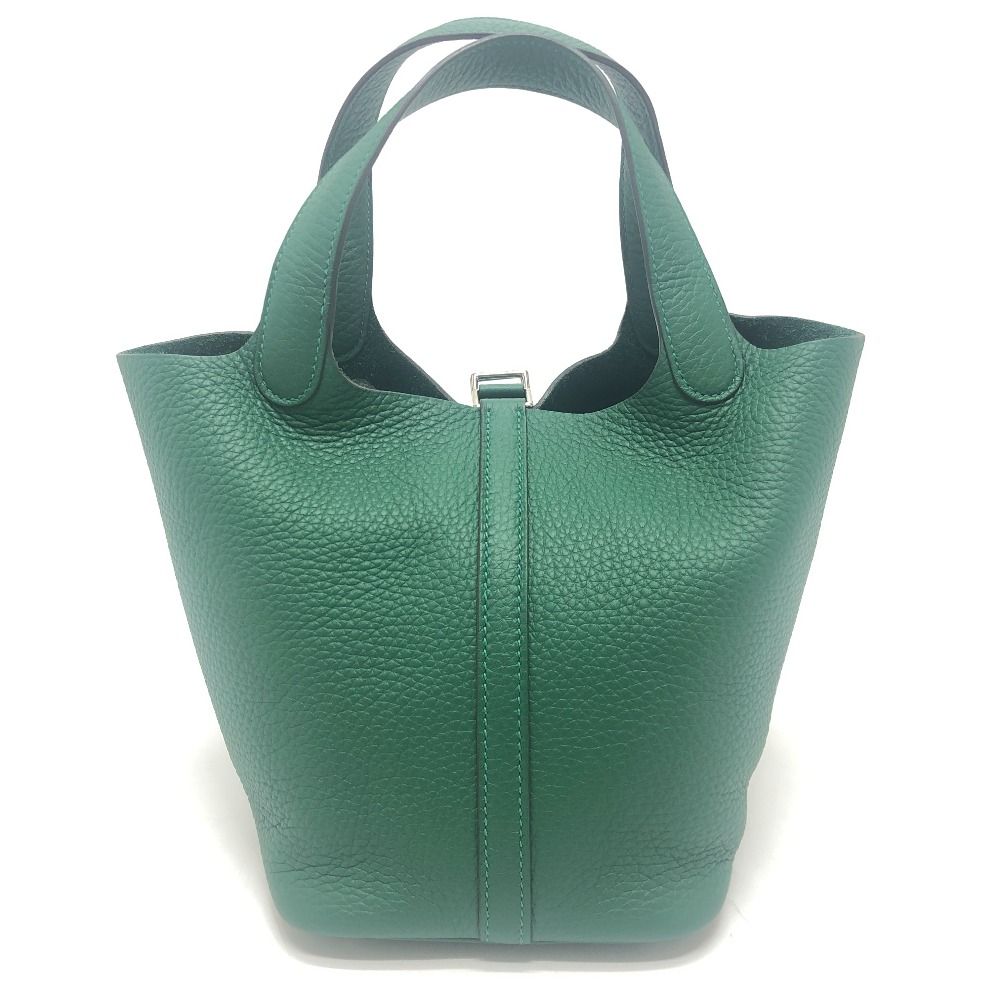 Hermes Handbag Picotin Lock PM 18 PM Taurillon Clemence Vert Moyen Green — view 2