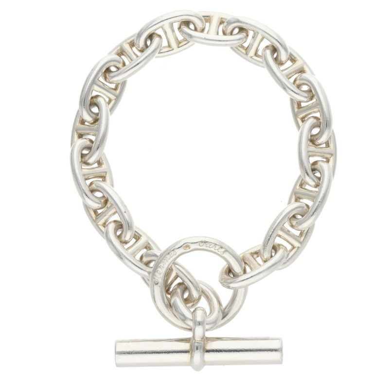Hermes Chaine D'ancre MM Cursive Silver Bracelet