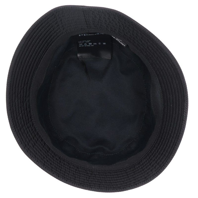 Prada Triangle Plate Nylon Bucket Hat — view 3