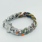 Louis Vuitton Bracelet Chain Links Patches Metal Enamel Color Stone Silver — view 2