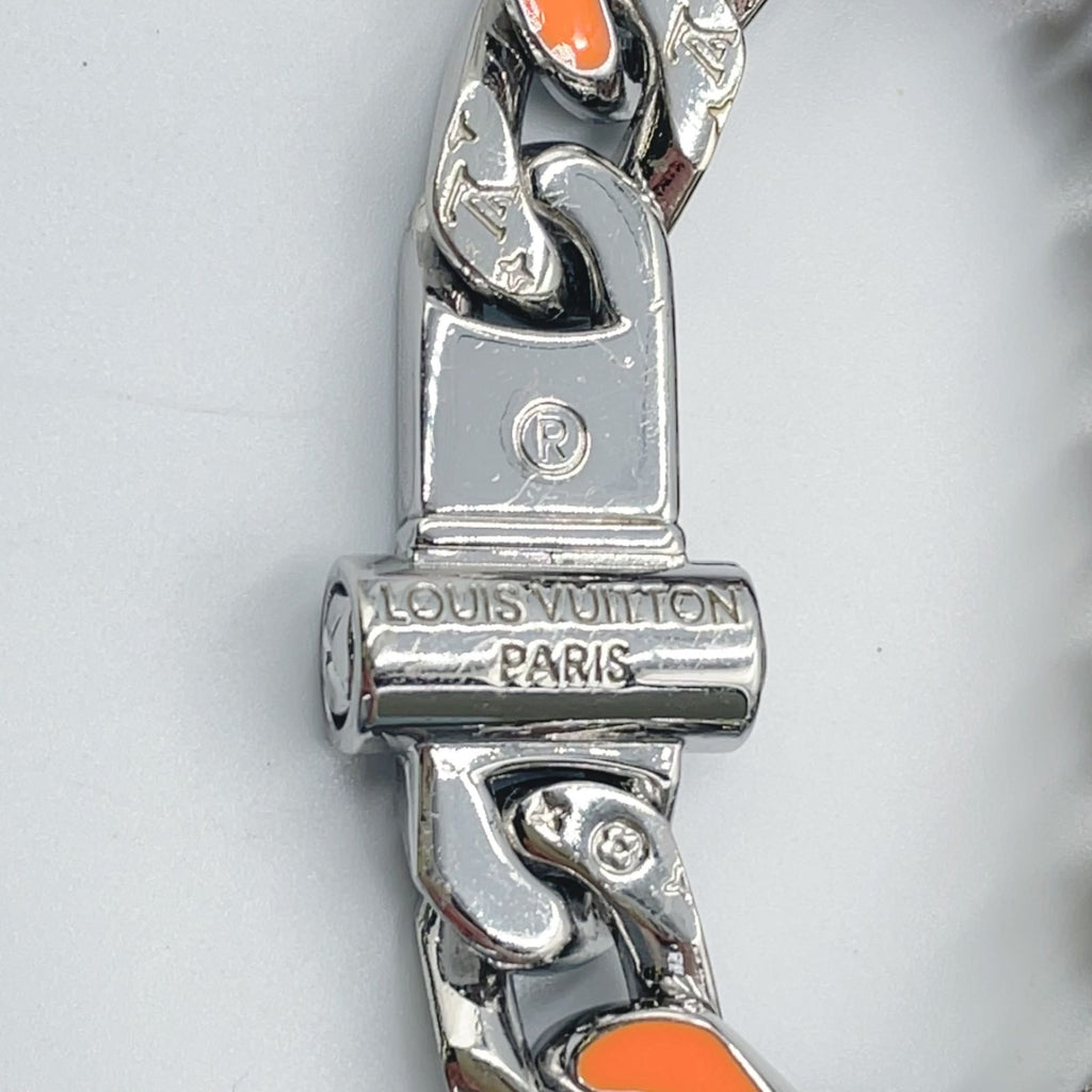 Louis Vuitton Bracelet Chain Links Patches Metal Enamel Color Stone Silver — view 4