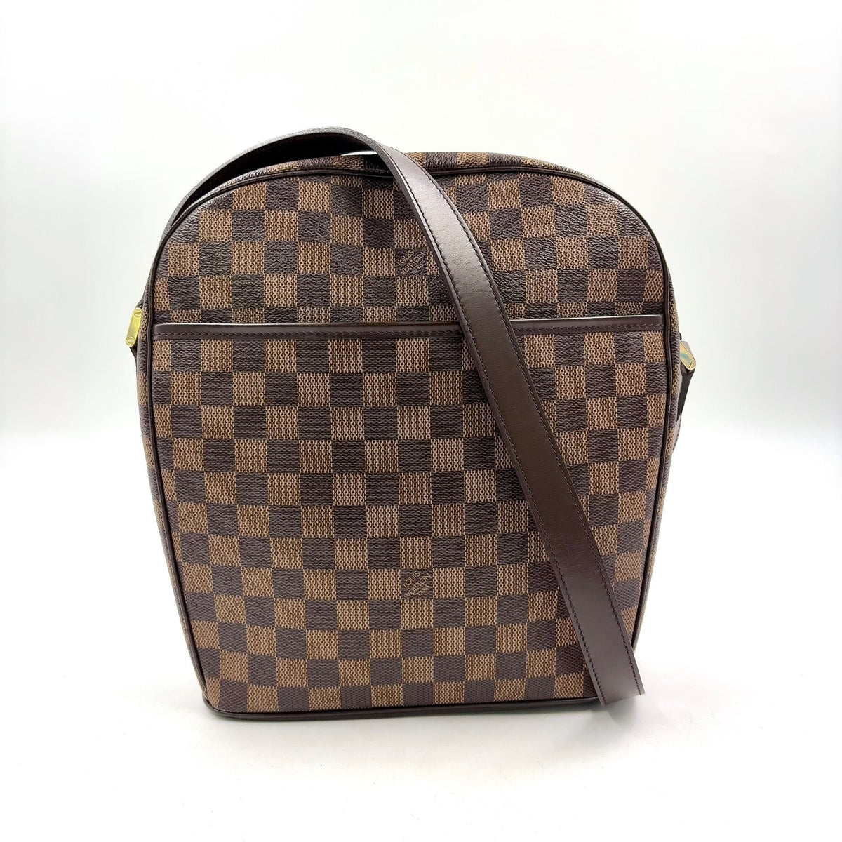Louis Vuitton Ipanema GM Damier Ebene Leather Brown Shoulder Bag Gold