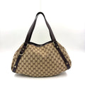 Gucci Abbey Tote Leather Canvas Brown Beige Shoulder Bag Gold