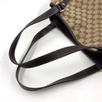 Gucci Abbey Tote Leather Canvas Brown Beige Shoulder Bag Gold — view 7