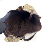 Gucci Abbey Tote Leather Canvas Brown Beige Shoulder Bag Gold — view 3