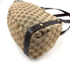 Gucci Abbey Tote Leather Canvas Brown Beige Shoulder Bag Gold — view 6