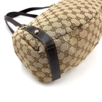 Gucci Abbey Tote Leather Canvas Brown Beige Shoulder Bag Gold — view 5