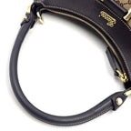 Gucci Guccissima Leather Canvas Dark Brown Beige Shoulder Bag Gold — view 8