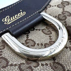 Gucci Guccissima Leather Canvas Dark Brown Beige Shoulder Bag Gold — view 5