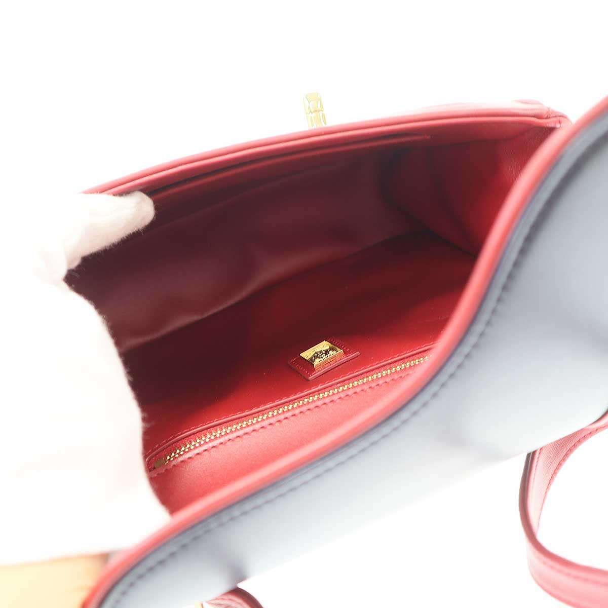 Gucci Equestrian Saddle Shoulder Bag Red Navy — view 6