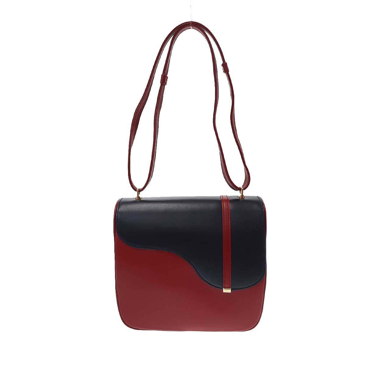 Gucci Equestrian Saddle Shoulder Bag Red Navy — view 2