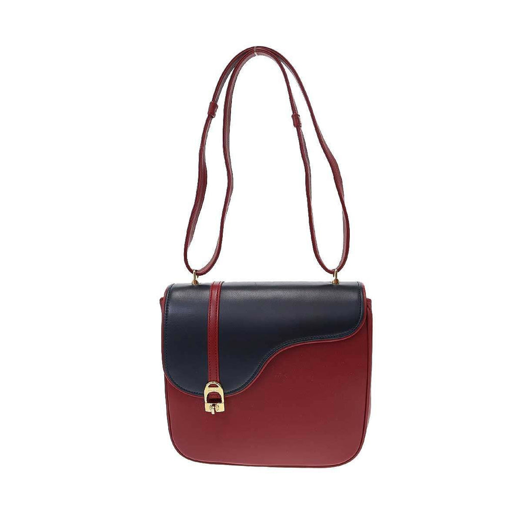 Gucci Equestrian Saddle Shoulder Bag Red Navy