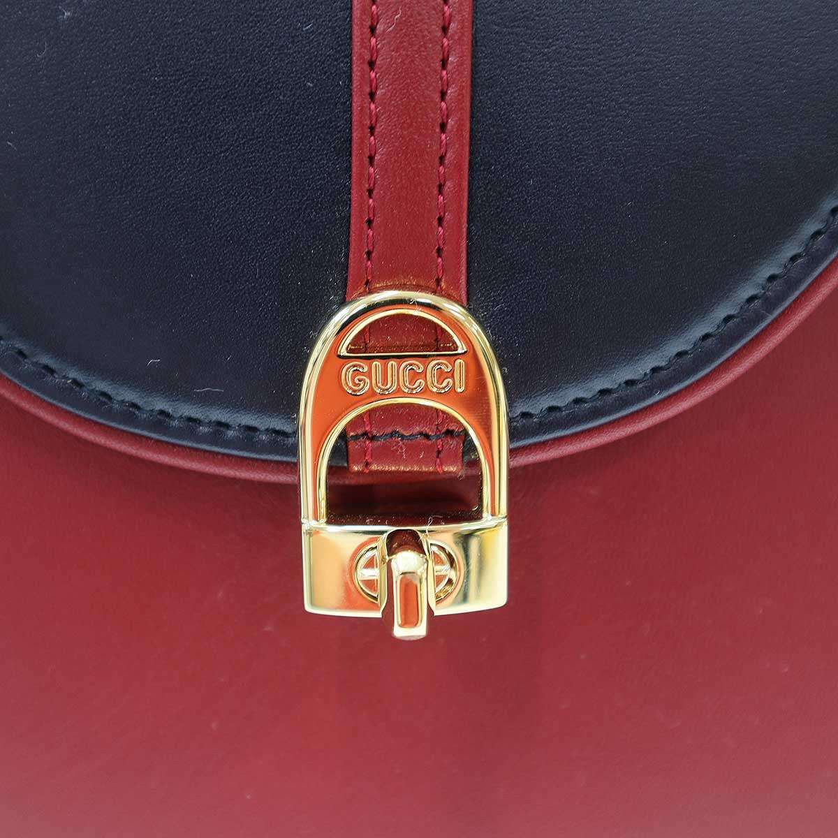 Gucci Equestrian Saddle Shoulder Bag Red Navy — view 8