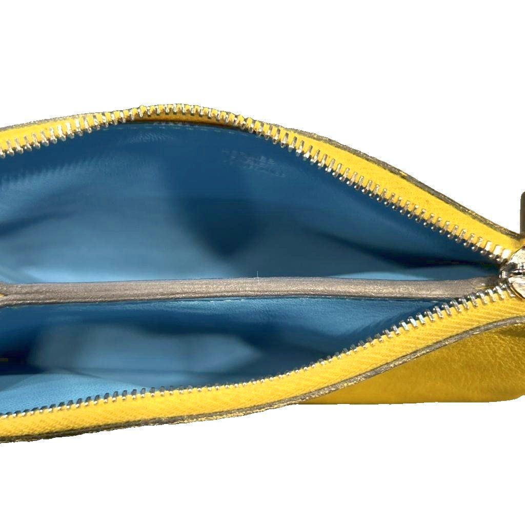 Hermes Pouch Leather Yellow — view 5