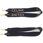 Celine Logo Shoulder Strap 106.5 Black Beige Color Wool Jacquard Weave Gold — view 3