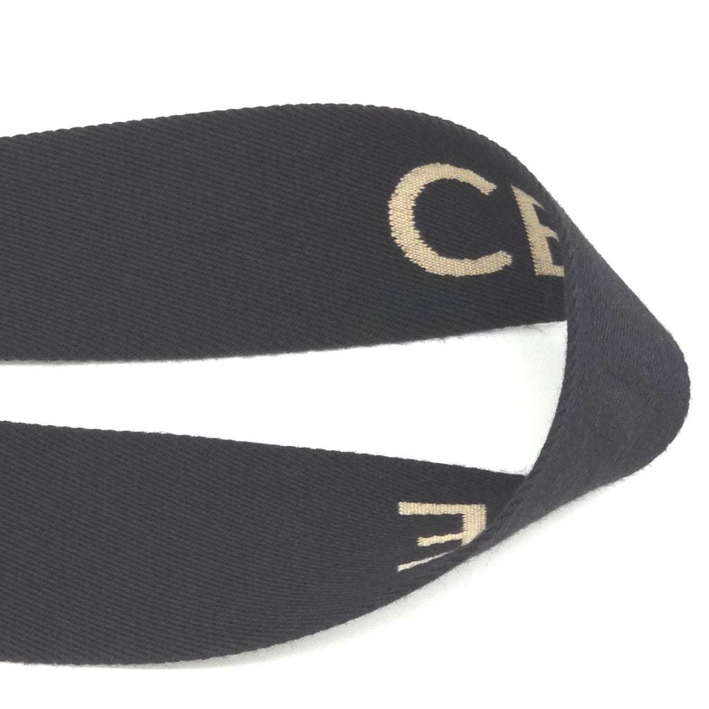 Celine Logo Shoulder Strap 106.5 Black Beige Color Wool Jacquard Weave Gold — view 8