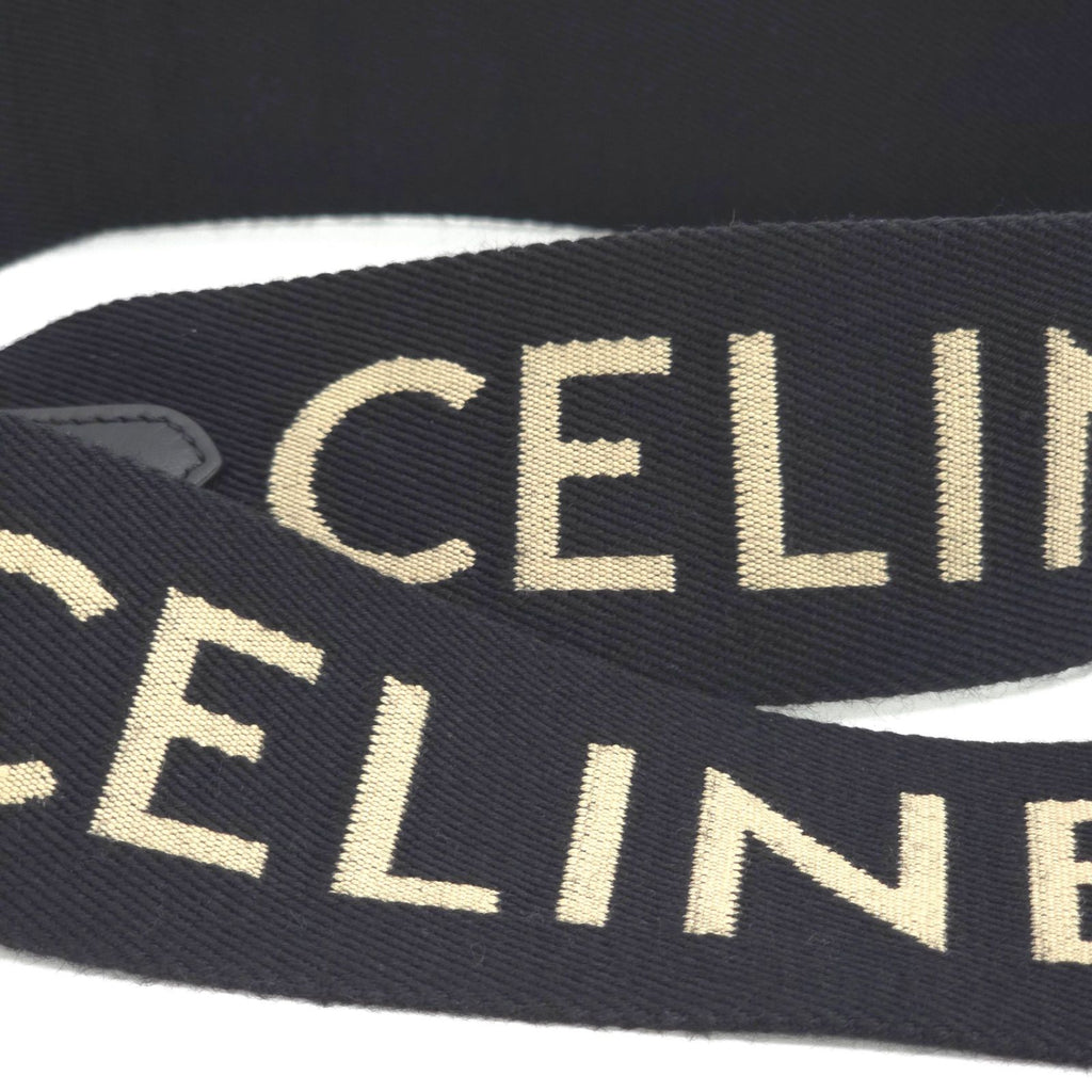 Celine Logo Shoulder Strap 106.5 Black Beige Color Wool Jacquard Weave Gold — view 5