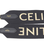 Celine Logo Shoulder Strap 106.5 Black Beige Color Wool Jacquard Weave Gold — view 6