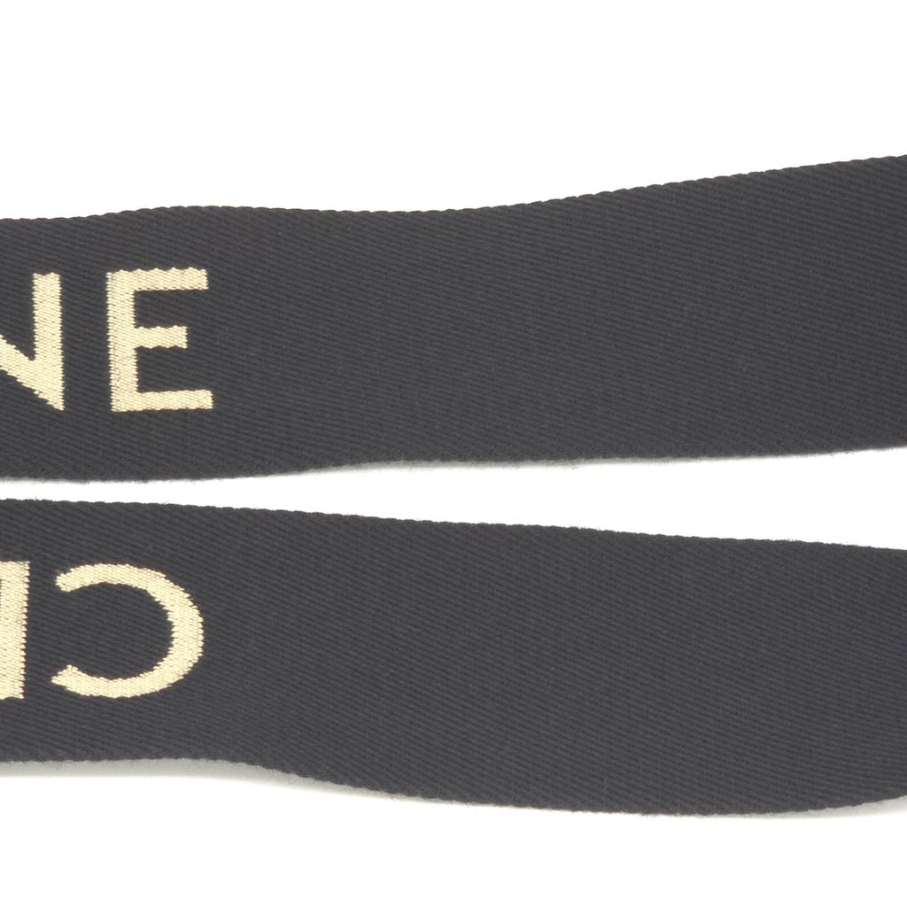 Celine Logo Shoulder Strap 106.5 Black Beige Color Wool Jacquard Weave Gold — view 7