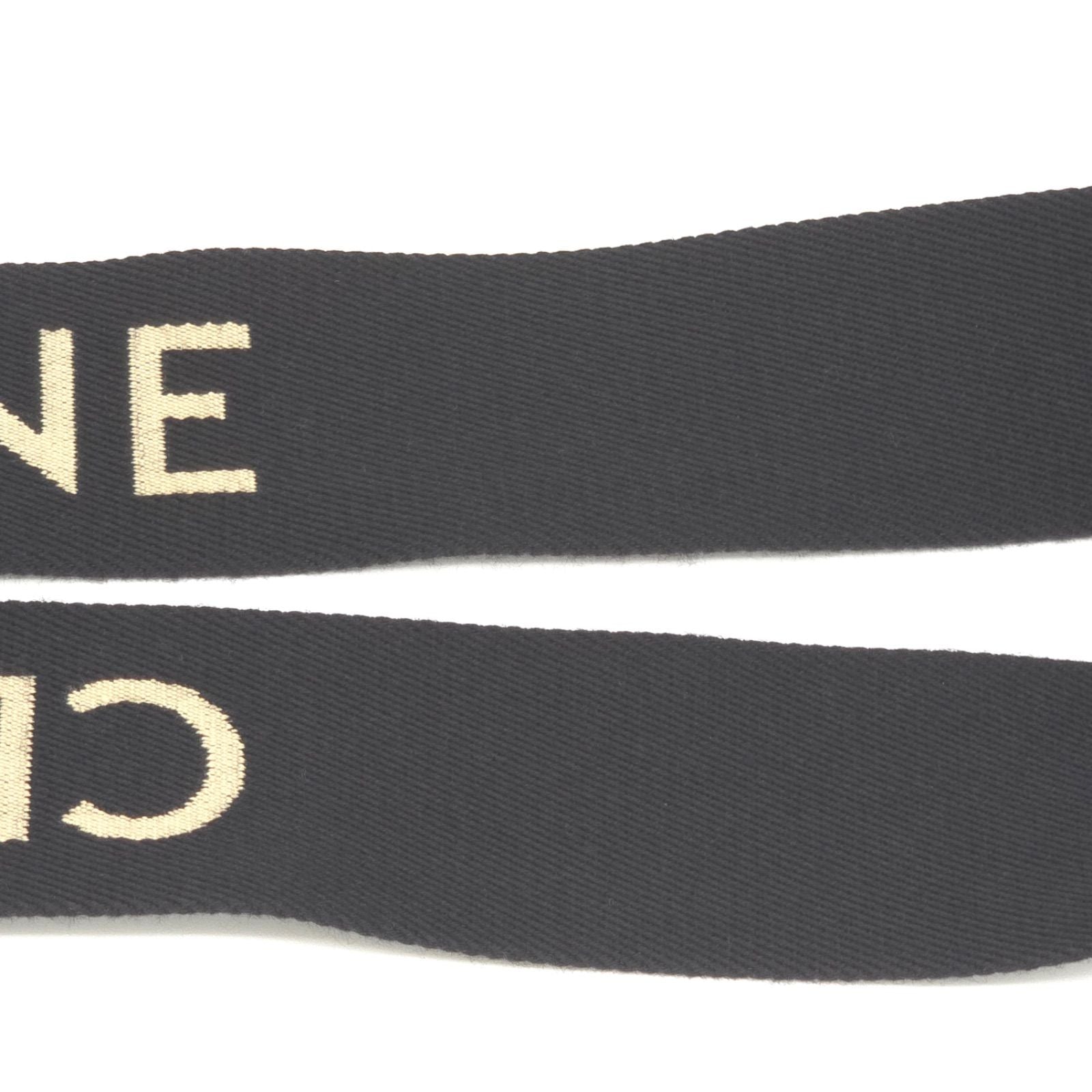 Celine Logo Shoulder Strap 106.5 Black Beige Color Wool Jacquard Weave Gold — view 7