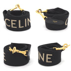 Celine Logo Shoulder Strap 106.5 Black Beige Color Wool Jacquard Weave Gold — view 4