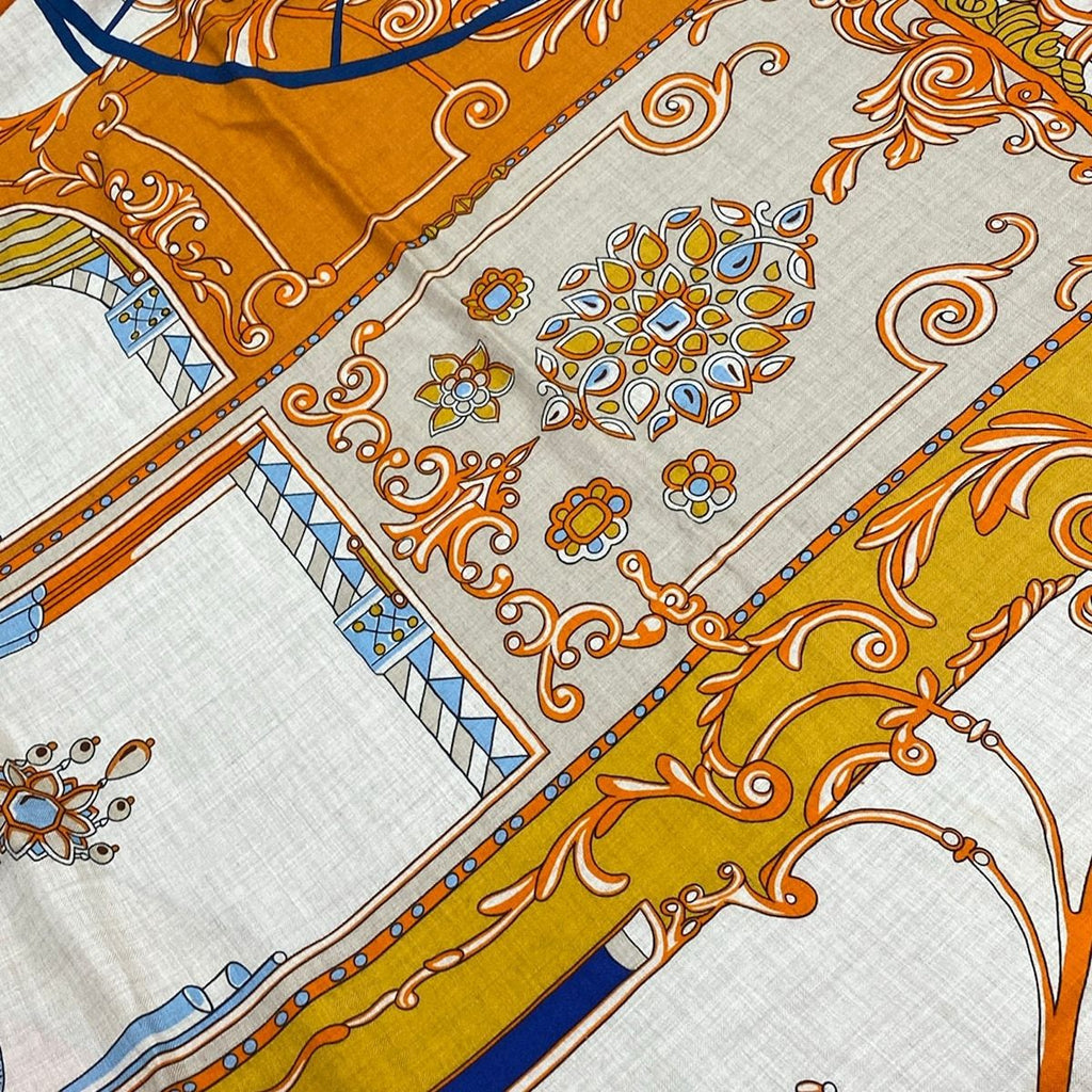 Hermes Shawl Carre 140 Gray Beige Orange Multi Coupe de Gala Scarf — view 4
