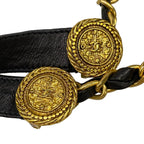 Chanel Belt Black Gold Chain Coin Leather — view 4