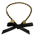 Chanel Belt Black Gold Chain Coin Leather