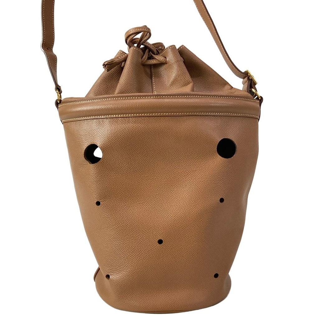 Hermes Shoulder Bag Manjoir Brown Gold Drawstring — view 3