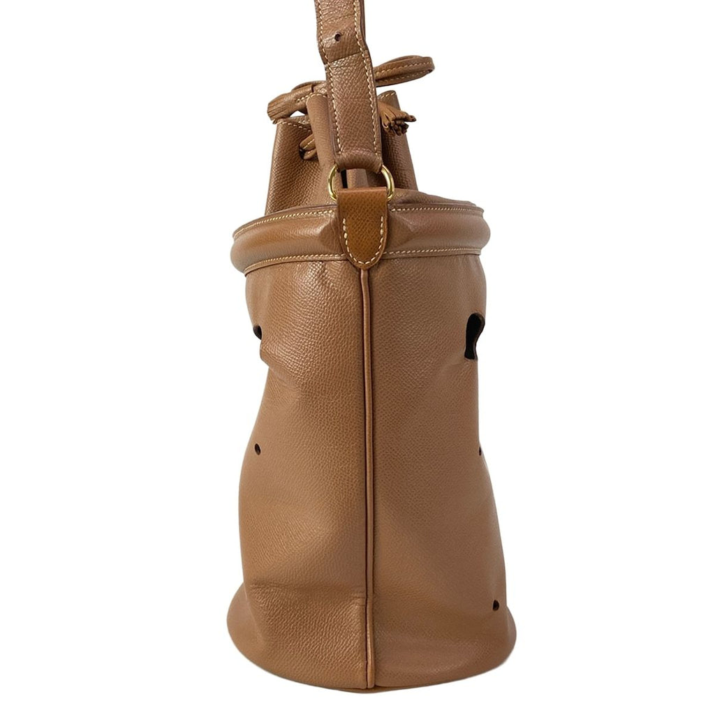 Hermes Shoulder Bag Manjoir Brown Gold Drawstring — view 4