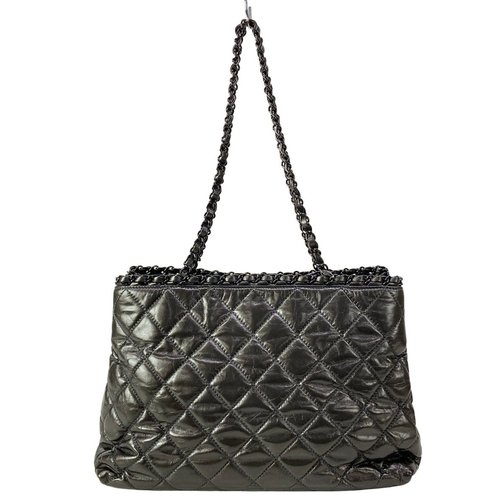 Chanel Tote Bag Chain Me Metallic Gray Shoulder Silver — view 3
