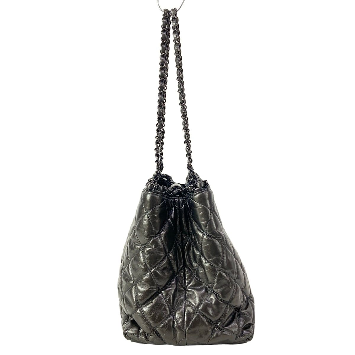 Chanel Tote Bag Chain Me Metallic Gray Shoulder Silver — view 2