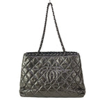 Chanel Tote Bag Chain Me Metallic Gray Shoulder Silver