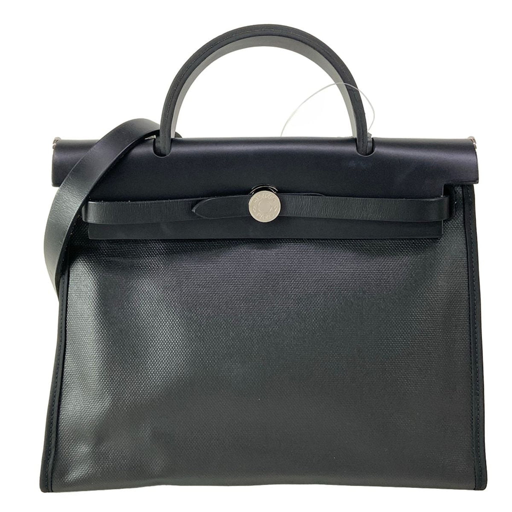 Hermes Handbag Herbag Zip PM Black Silver