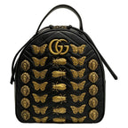 Gucci Backpack GG Marmont Quilted Leather Black Animal Butterfly