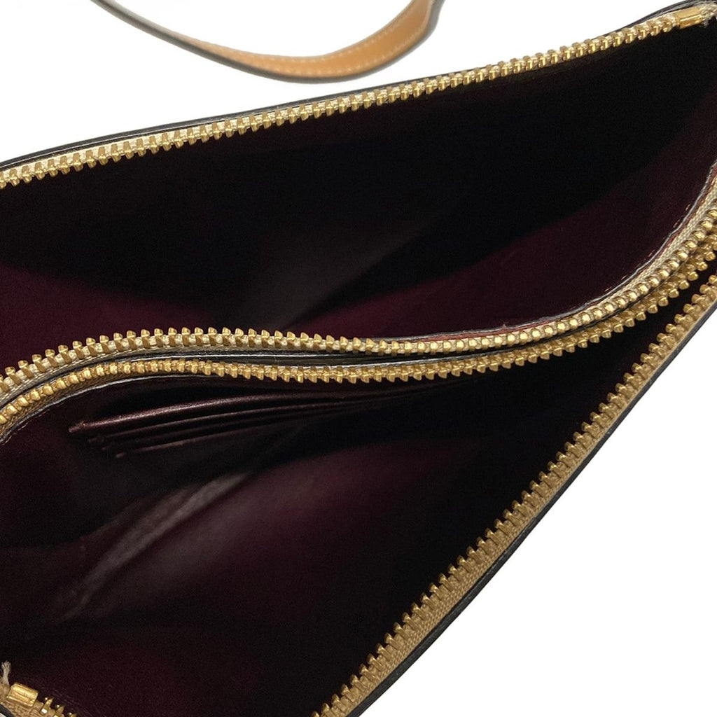 Loewe Shoulder Bag Gate Double Zip Pouch Beige Brown Leather — view 7