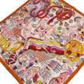 Hermes Scarf Carre 90 Light Pink Orange Multi Splash Park