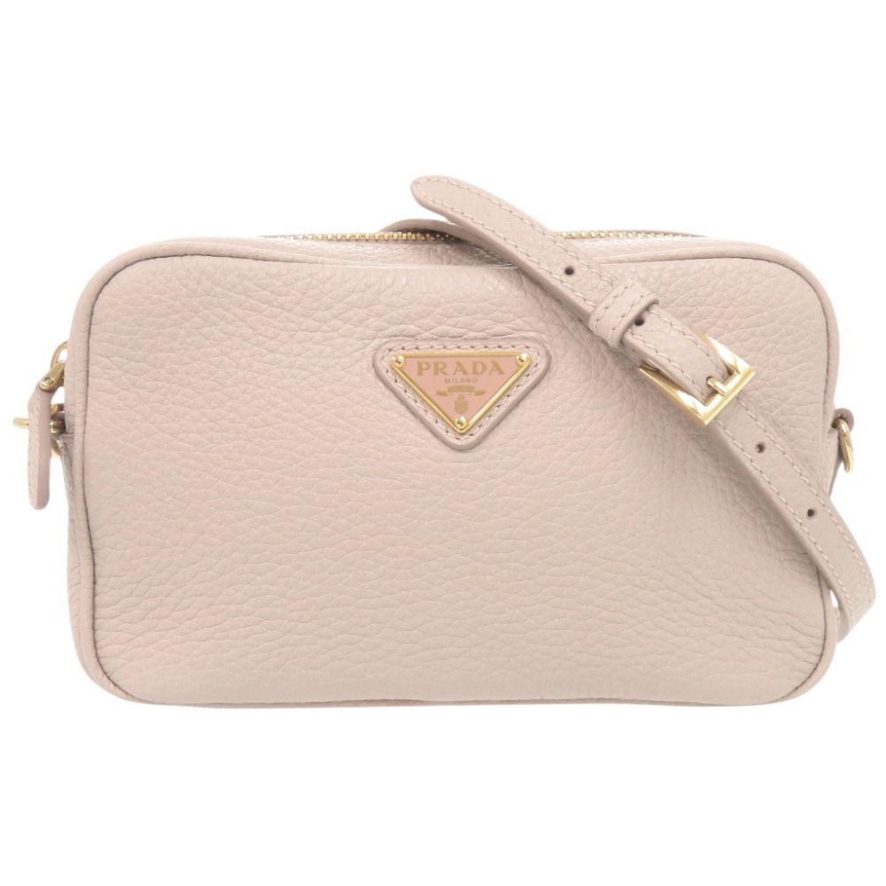Prada Triangle Logo Mini Bag Leather Pink Beige