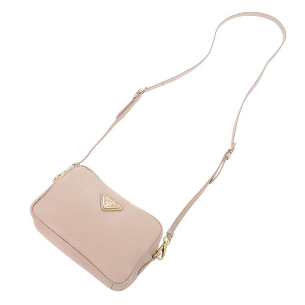 Prada Triangle Logo Mini Bag Leather Pink Beige — view 6