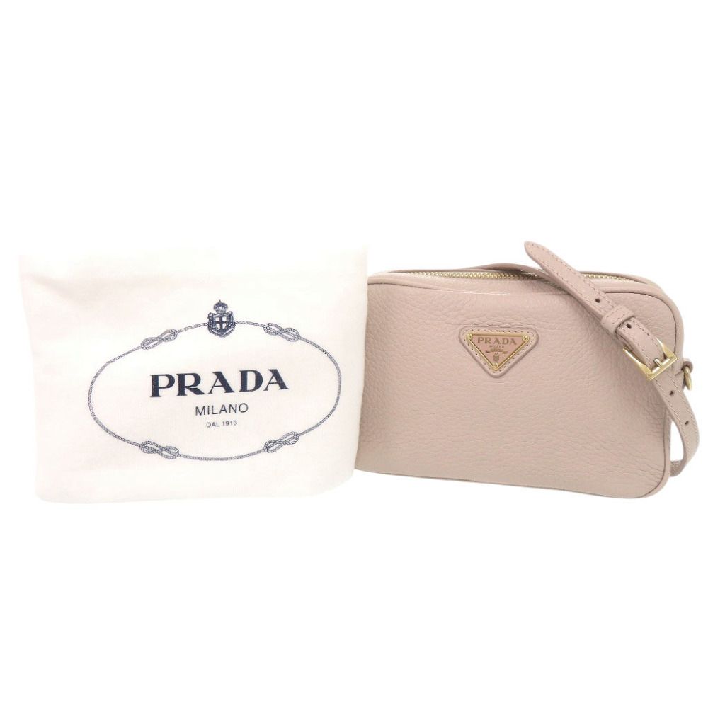 Prada Triangle Logo Mini Bag Leather Pink Beige — view 2