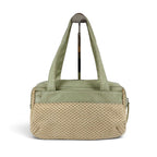 Chanel Raffia Lambskin Logo Mini Boston Bag Beige Green — view 3