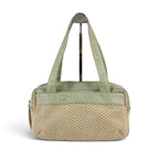 Chanel Raffia Lambskin Logo Mini Boston Bag Beige Green — view 2